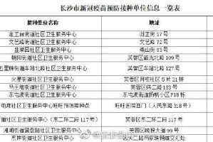 长沙哪里可以接种北京生物新冠疫苗？最新接种点汇总